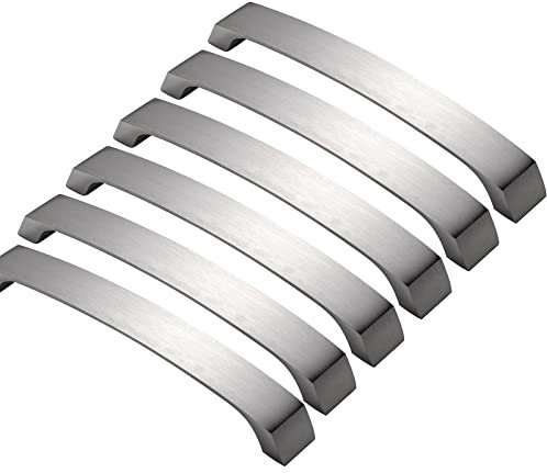 MARGUERASW Lot de 6 Poignées de porte de cuisine chromées- poignée meuble Nickel Brossé Poignée de Porte Nickel poignée de meuble Hole distance 224mm