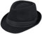 Trilby Jazz Cap für Herren und Damen, klassisch, kariert, Manhattan-Struktur, Gangster Trilby Fedora, schwarz, MEDIUM