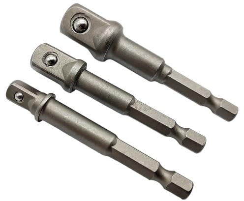 3x Stecknuss Adapter Set 1/4 3/8 1/2 für Akkuschrauber Sechskant Bit Aufnahme Nusshalter Nussaufnahme