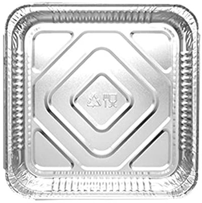 M1SS (Pack of 200)- Large Aluminium Foil Trays Food Container with lids 9 x 9 x 1.5 Inches Square Tin Recyclable Disposable Foil Pan Catering for Grilling Baking Roasting-Home Restaurant