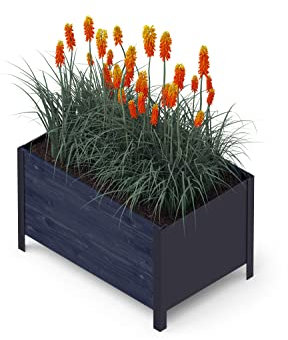 Upyard Holz Hochbeet für Garten, Terrasse und Balkon - Blumenkasten mit Innenvlies und wasserdichter Kunststoffeinlage - Pflanzkasten für Innen- und Außenbereich, 78x52x48, Schwarz