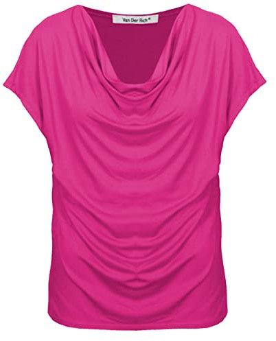 Van Der Rich ® - T-Shirt a Manica Corta con Scollo a Cappuccio - Donna (Fucsia, L)