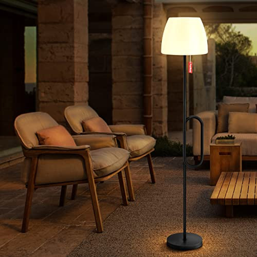 NiceBuy Solar Outdoor Floor Lamp for Patio Waterproof Solar Power Outdoor Lamps Cordless Battery Operated USB Rechargeable,RGB Color Height Adjustable for Lawn Yard Porch Indoor