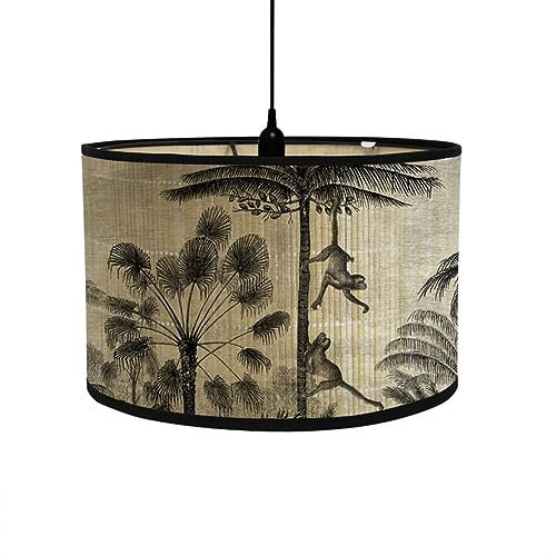 FANSU Abat-Jour en Bambou Classique Moderne Tambour Abat-jour, Remplacement Abat, Jour Fait à la Main, pour Lampe de Table, Suspension, Lampe de Chevet, Lampadaire (feuilles fines,30x20cm)