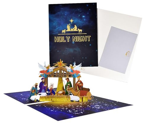 Pop-Up Karte Weihnachtskrippe Pop-up Karte mit Szene Von Der Stillen Geburt Christi - Pop-up-Grußkarten für Weihnachten, Urlaub