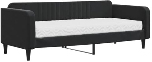 vidaXL Tagesbett, Gästebett mit Matratze, Sofabett Schlafsofa für Schlafzimmer Wohnzimmer, Bettsofa Sofa 2-in-1, Schwarz 90x200cm Samt