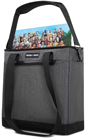 Record Roots Vinyl Record Carry Bag – Maximum Protection & Water-Resistant Storage Holder Collector-Grade DJ Travel Case for 12-Inch LP Records Adjustable Shoulder Strap, Lightweight Vinyl Holder