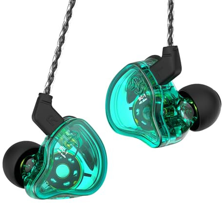 Yinyoo CCZ Melody, auricolari in-ear con cavo, per gaming, 1DD, 1BA, ibridi, iem, bassi Hi-Fi, con pinne, cavo OFC 4N per batteria, studio, editing, PC, gaming (verde, con microfono), YLX6681