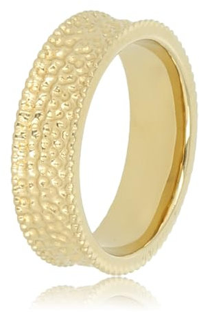 My Bendel Breiter Goldring mit Struktur- Stylischer breiter strukturierter Ring für Frauen - Bleibt schön und Verfärbt Nicht - Stapeln Ringe - mit Luxuriösen Geschenkverpackung
