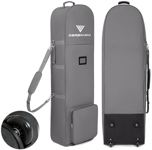 DAREKUKU Gepolsterte Golf-Reisetaschen mit Rollen, 900D strapazierfähiges Oxford-Gewebe, verschleißfest, weiche Seiten, faltbar, Golfschläger-Reiseabdeckungen für Fluggesellschaften,