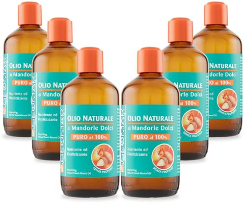GEOMAR | Huile Pure d’Amande Douce, Nourrissante et Élastique, 100% Naturelle, Made in Italy, 6 x 250 ml