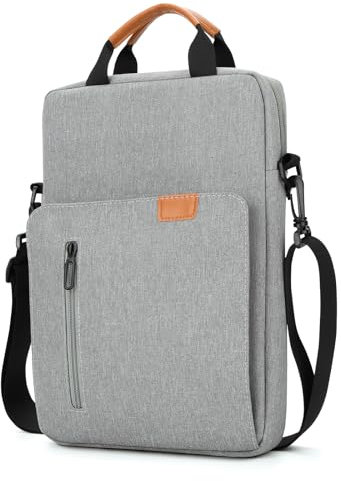 jooeer Housse Portable 13 Pouces Pochette Ordinateur avec Bandoulière Compatible avec 13 MacBook Air Pro M3 M2 M1, Surface Pro, Imperméable Sacoche de Protection PC, Gris