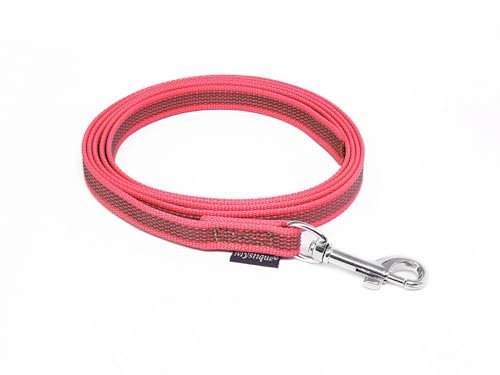 Mystique® Gummierte Leine 15mm ohne Handschlaufe Standard Karabiner neon pink 2m