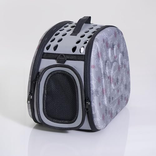 Transporttasche, Tragetasche für Tiere: Katzen, kleine Hunde und andere Haustiere. Haustier-Transportbox mit Griff und Tragegurt. Farbe. Grau, Maße 27x42x32cm. Leicht und klappbar. Atmungsaktiv