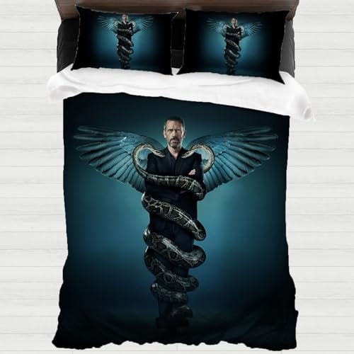 XYOK House Bettwäsche Sets Fanartikel,3D Drucken Dr. House Bettbezug Mit Reißverschluss Ganzjährig Anwendbar Doctor Theme Kissenbezug (Doctor6, Single 135x200)