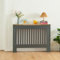Panana Radiator Cover, Traditional Wood Grill Design MDF Wood Cabinet Radiator Covers, Grey with Wood top (M-112cm Width)