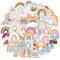 Aozuo 60 Stück Regenbogen Aufkleber,Scrapbook Stickers,Wasserdichte Vinyl Bunte Dekorationsaufkleber Boho Ästhetik für Wasserflaschen Skateboards Laptops Gitarren Tassen Gepäck Telefone Kinder