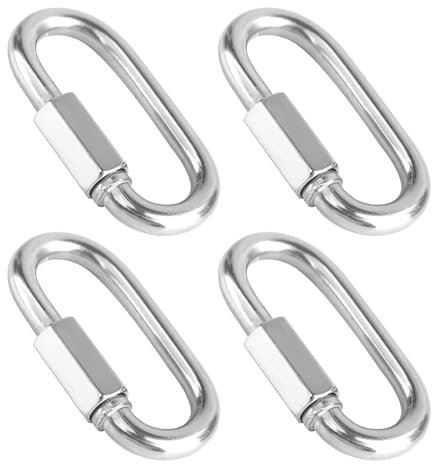 4pz Moschettone con Bloccaggio, Moschettoni Acciaio Inox Inossidabile Lucchetto Arrampicata Filettatura a Forma di D Maglia a Vite Resistente Locking Carabiner Fornisce Una Connessione Sicura