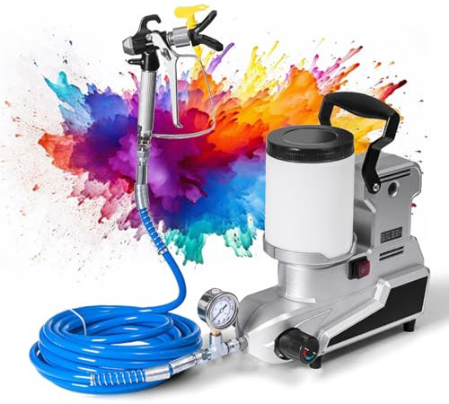 Fablestoryem Pulverizador de Pintura Sin Aire Portátil de 1600W, Pistola Pulverizadora de Pared, Pulverizador de Pintura de 2,5L/Min, con 3 Velocidades Ajustables, Capacidad de 2L, 36x16x33,5cm,220V