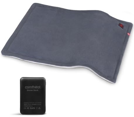 comfheat Tragbares Heizkissen mit Batterie, beschwertes Heizkissen wiederaufladbar für Reisen, 3 Wärmeeinstellungen, Schmerzlinderung für Rücken, Schulter, Bauch (30.5 x 40.6CM)