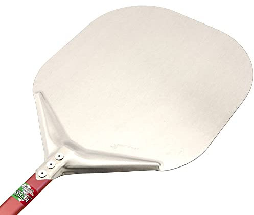 Pala per Pizza Rettangolare in Alluminio, Manico in Alluminio con Gancetto Appendipale, per Uso Professionale (Pala da 36 cm, Manico 120 cm)