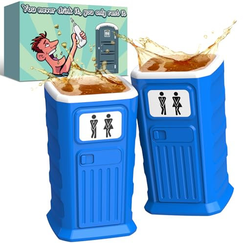 JODUY Funny Porta Potty Shot Glasses: White Elephant Gag Fun Novelty Yankee Party Exchange Gifts for Adults Men - Secret Dirty Santa Christmas Stocking Stuffers Ideas for Dad Husband Coworker Brother