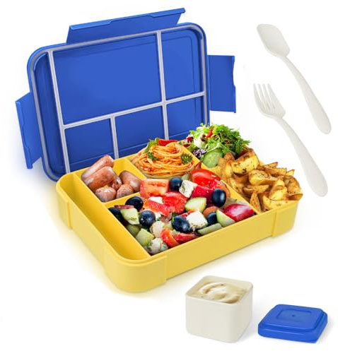 XIKAYA Brotdose Kinder mit Fächern,Lunchbox für Kinder,Auslaufsicher Lunchbox,1330ml Snackbox,Perfekt für Schule,Kindergarten & Ausflüge,Mikrowellen Spülmaschinenfest (Marineblau)