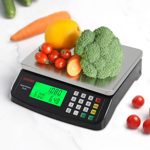 KNSWE Food Weighing Scales Black 40KG/88LB Large Digital Kitchen Scale for Baking Bread Cooking Meat Stainless Steel Tare Function Accurate Electric Counting for Parts with LCD Display DT580