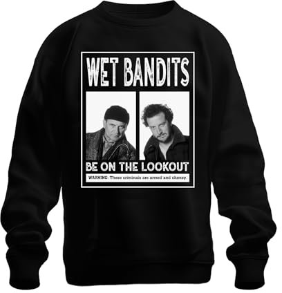 Wet Bandits Harry Marv Mugshot - Kevin Allein Zuhause Feuchte Banditen Ugly Christmas Sweater Weihnachten Unisex Pullover, Schwarz, 3XL