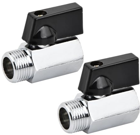 2 Stück Messing Vernickelt Absperrhahn, Innengewinde x Außengewinde Absperrventil, Mini-Kugelhahn, Absperrhahn 3/8 Zoll, für Tanks, Außenventil, Wasseranschlüsse