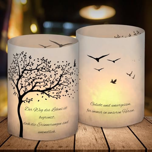 12 Windlicht Tischdeko,Trauer Deko, Beerdigung Deko,Trauerlicht Personalisiert, Trauergeschenk, Geliebt und Unvergessen, für Immer in Unseren Herzen, Trauer Grablicht Beileid Geschenk,Trauerkerze