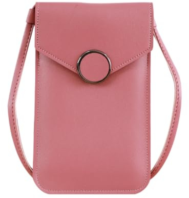 Narunii Damen-Umhängetasche, Mini-Tasche für Handy, mit PU-Leder, transparent, für Touchscreen, Liebesschloss, Dunkelrosa, Stil 3