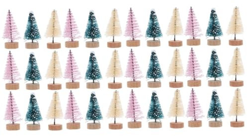 Toddmomy 2 Juegos Pequeño Árbol De Navidad Decorativo Miniatura Mini Árbol De Navidad Rosa Ventana Decoración Estética De La Plantas Artificiales Base Hogar Madera 36 Uds * 2