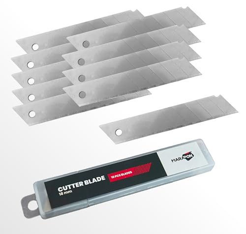 MARAPON® Cuttermesser Klingen 18 mm [10 Stk.] Ersatzklingen für Cutter | Hoch präzise Cutter Messer Klingen abbrechbar
