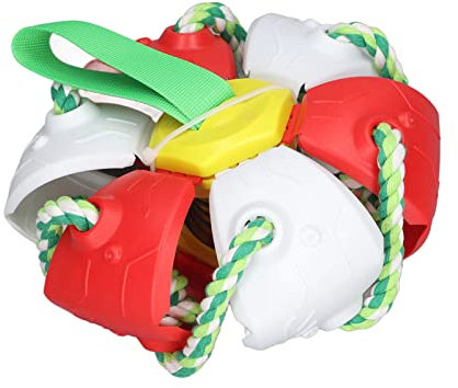 Boule de Soucoupe Volant pour Chien, Soccer Volant Portable à Aplati la Balle de Football Interactive avec des Sangles pour Le Parc pour Animaux de Compagnie (Rouge)