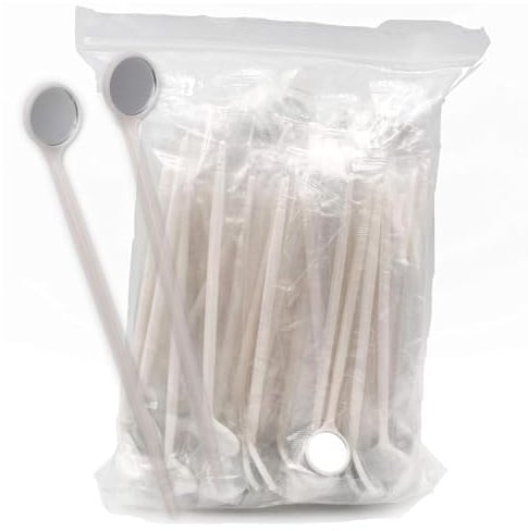 200 Stück Dental-Mundspiegel mit glänzenden Griffen, Einweg-Mundspiegel für zahnärztliche Untersuchungen, Mundspiegel, Antibeschlag-Mundspiegel, jeder Spiegel einzeln verpackt(White)