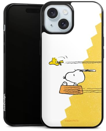 Slim Case extra dünn kompatibel mit Apple iPhone 15 Silikon Handyhülle schwarz Hülle Snoopy Peanuts Kinder