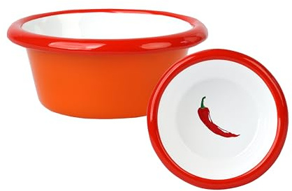 Talking Tables Enamelware Small Dipping Bowl 8cm Chilli Sauce Bowl for Christmas Prep Condiments BBQ Sharing Dips or Party Snack Yogurt Metal Enamel Appetizer Xmas Tableware Camping Backpacking
