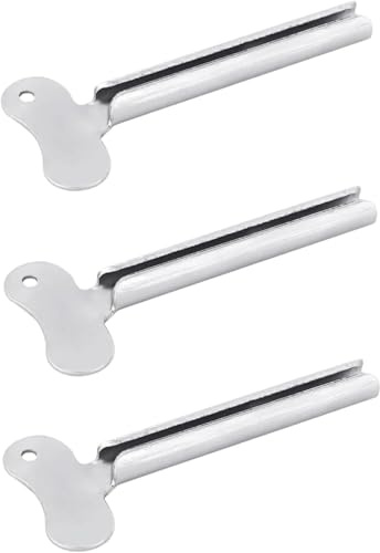 Lot de 3 presse-tubes en métal argenté - Dentifrice - Coloration des cheveux - Outil de traitement durable - Aide à presser les tubes au quotidien