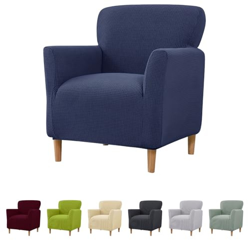 Sesselbezug - Dehnbarer Sessel Überzug für Sessel & Polsterstühle & Ohrensessel - Sessel Bezug - Sesselhusse für Wohnzimmer, Büro Abdeckung zum Schutz vor Flecken, Verschleiß (Marineblau)