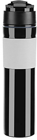 Adfaga Portable Coffee Press Bottle 350ml Leak Proof Travel Coffee Maker With Filter For Camping Office Black Red PP Plastic (Black)