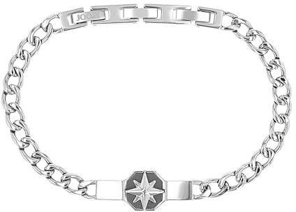 JOOP! Armband mit Anhänger für Herren, Edelstahl, 18,5+1,5+1,5 cm, Silber, Kompass-Anhänger, Geschenkidee, kommt in Schmuck Geschenk Box, 2100989
