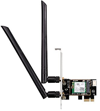 D-Link DWA-X582 AX3000 Wi-Fi 6 PCIe Adapter mit Bluetooth 5.0 (MU-MIMO, Dual Band, abnehmbare High-Gain Antenne, WPA3, mit Low Profile Halterung, Kompatibel mit Windows)