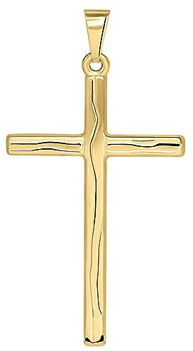 My Gold Herren Anhänger Kreuz Gold 585 Echtes Gelbgold (14 Karat) 38mm x 20mm Goldkreuz (Ohne Kette) Mocroli V0001358