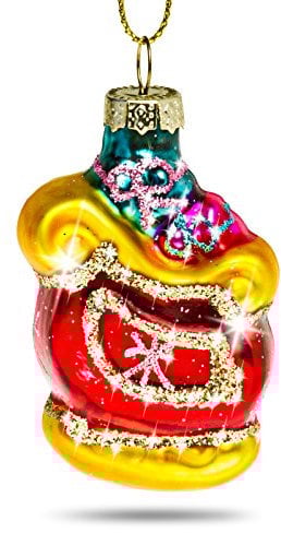 Sikora BS398 Glas Figur Christbaumschmuck Weihnachtsbaum Anhänger Kleiner Schlitten 5cm
