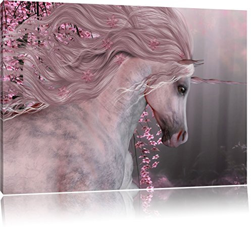 Pixxprint wunderbares Einhorn, Größe: 80x60cm, Leinwandbild, fertig gespannt, Wandbild, Dekoration, Kunstdruck, kein Poster