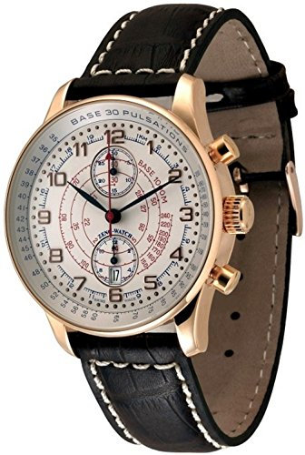 Zeno-Watch Herrenuhr - X-Large Retro Chrono Pulsometer Gold Plated - P557BVD-Pgr-f2-Puls