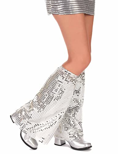 DEGUISE TOI - Disco Beinstulpen mit Pailletten für Erwachsene silber - 1 Paar Stulpen - Einheitsgröße - Silber/Grau - Accessoires + Zubehör - 100% Polyester - Handwäsche - Carnaval