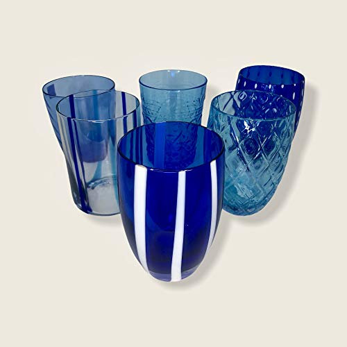 Zafferano - Melting Pot Set 6 Gobelets Tumbler Mixtes Bleu/Aigue-marine