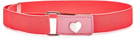 Ladeheid Mädchen Gürtel Elastik-Gürtel 1-6 Jahre 34-65 cm P15G (Dunkelrosa/Herz)